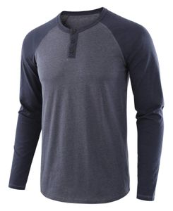 Chemises Henley Hommes achat en gros de 2021 Tendances de printemps Hommes T shirts T shirts à manches longues Tshirt Basic Henley Shirt
