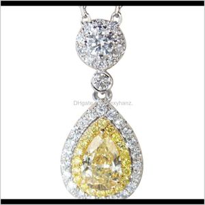 Necklaces Pendants Jewelry Delivery Deluxe Group Inlaid Drop Pendant Sparkle Topaz Zircon Pink Pear Shaped Diamond Necklace Z1Tst