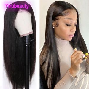 Cabelo humano virgem brasileiro em forma de t 13 * 1 perucas de renda cor natural onda corporal reta 10--26 polegadas