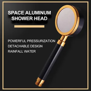 Conjunto de acessórios de banho Luxury Black High Pressure Shower Head 2021 Moda Golden destacável Fácil de limpar Não desaparecer