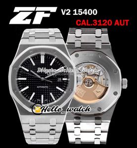 ZFF Designer Watches V2 Ultra Thin *15400* Cal.3120 A3120 Automatic Mens Watch Black Texture Dial Stick Marker Stainless Steel Bracelet Hello_Watch