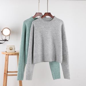 Maglione sottile a vita alta sciolto a maniche lunghe in maglia calda maglione di lana delle donne coreano autunno inverno top Cashmere Pullover donna 210420