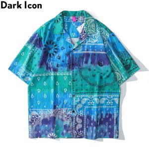 バンダナポロシャツ男性夏の軽量薄い素材ハワイアンメンズシャツ210603