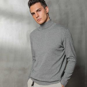 Baresskiy Spring and Autumn Sweater Pullover Mäns Business Cashmere Sweater Black Men's Casual High Collar Tröja Märke 211014