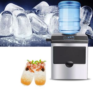 Pequeno Comercial Comercial Ice Cube Maker Automático Bala Rodada Máquina 25kg / 24h Dois modos de adicionar água