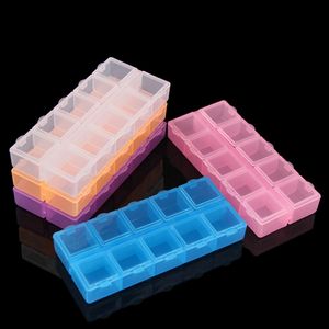Rectangle Small 10 Grid Compartment Plastic Organizer Jewelry Boxes Earring Beads Storage Case Containers Display Pillbox Wholesale