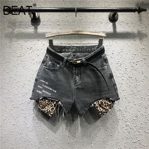 {Deat} mulheres perna larga preto cinza leopardo imprimir shorts cintura alta calças soltas calças moda maré verão verão ay442 210421