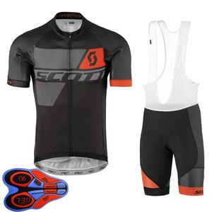 Mens Cykling Jersey Set 2021 Sommar Scott Team Short Sleeve Bike Shirt Bib Shorts Passar Snabbtorkad Andbar Racing Kläder Storlek XXS-6XL Y21041073