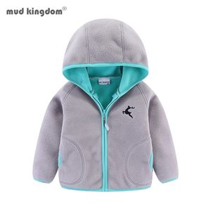 Mudkingdom Autumn Spring Girls Boys Hooded Fleece Jacket Windbreaker Zip up Reindeer Outerwear for Kids Clothes Children's Coat 211204