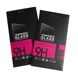 500PCS Retail 10*18cm Screen Protector Black Packaging Box Mobile Phone Anti Shatter Film Package Paper Boxes With Hang Hold