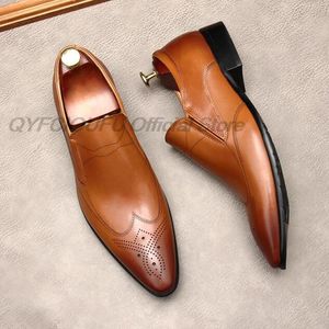 Sonbahar Sivri Burun Ayakkabı Erkekler Elbise Ayakkabı Loafer'lar Hakiki Deri Düğün üzerinde Kayma Rahat Örgün İş Modern Ayakkabı Kahverengi Siyah