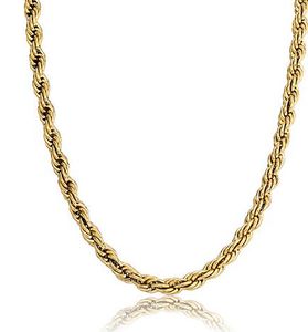Cadena de cuerda de cobre chapada en oro de 14k 8mm de oro collar de plata de oro Class de langosta moda de joyería de moda Hiphop Whosales