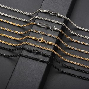 Punk Hiphop Halskette Ketten Twisted Rope Edelstahl Für Frauen Männer Geschenk Gold Silber Schwarz Südamerikanischer Designer Schmuck Halsketten Kette Choker Schmuck Party