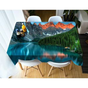Table Cloth Landscape D Tablecloth Natural Green Forest River Mountains Scenery Cover Rectangular Round Home Decoration