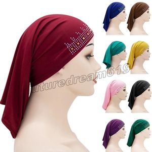 Lenço de cabeça muçulmana islâmica cachecol underscarf hijab capa headwrap liso liso hijabs elástico cor sólida tampa de tubo interno