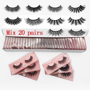 Fałszywe rzęsy 20 Pairs A paczka 3D Mink garnitur naturalny ogon oka wydłuża rzęsy Lash Box Opakowania Faux Cils