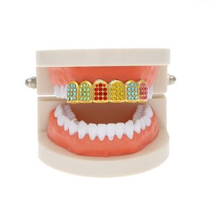 アイスアウトゴールドグリルツ歯歯科用グリルカラフルなシミュレーションダイヤモンドファッション高品質メンズヒップホップジュエリー