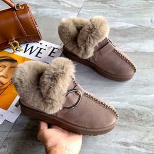 2023 inverno moda casual botas de neve alta qualidade pelúcia botão metal sapatos algodão ao ar livre quente e confortável massagem pé