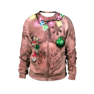 Mäns Tröjor Män Kvinnor Ugly Christmas Crewneck Sweater Novelty 3d Rolig Tryckt Höst Vinter Holiday Party Sweatshirt Par Xmas Jumpers