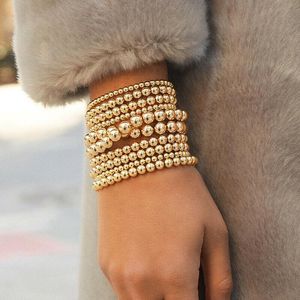 Link, Chain 4/5/6/8 Mm Gold Natural Beads CCB Ball Stretchable Bohe Luxury Bracelet Simplicity Women's And Men's Jewelry