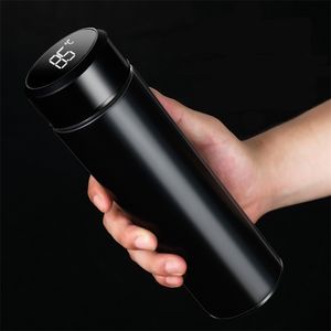 Smart Thermos Bottle 500ml Vakuumflaskor LED Digital Temperatur Display Rostfritt Stål Isolering Muggar Intelligent Thermo Cups 210809