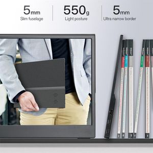 13,3 tum 10-punkts pekskärm Portable Monitor IPS HDR-datorskärm med HDMI / USB-typ-C för PC Laptop Telefon VESA SUPPORT NYA A30