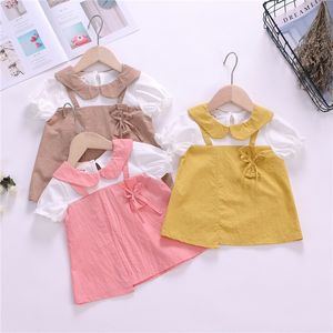 Småbarn kläder baby flicka klänning bomull sommar mode asymmetrisk patchwork klänning infantil barn klänningar för tjejer 80-110cm 210713