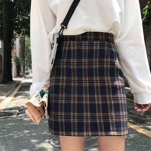 Verão gótico branco xadrez branco mini saia vintage vintage cintura alta a linha saias harajuku roupas casuais jupe femme streetwear 210421