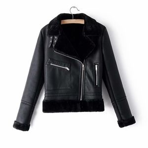 streetwear women fashion black outerwear winter lady leather-clad cool female chic moto girls jacket 210527