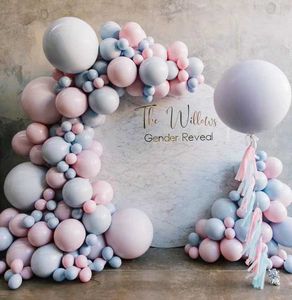Baby Gender Reveal Party Supplies Balloon Arch Garland Kit Pastel Macaron Pink Blue Latex Balloons Decoration Favor Baby Shower X0726