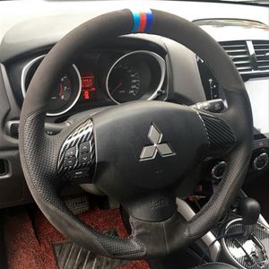 För Mitsubishi ASX Eclipse Lancer Pajero Sport Outlander DIY Custom Leather Hand-Sydd bilrattskydd