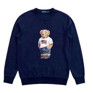 2022 Ny plysch långärmad pullover björn polos skjorta t-shirt tecknad björn lös rund nacktrycksbjörn
