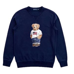 2024 New Plush Long-sleeved Pullover POLOS Shirt T-shirt Cartoon Loose Round Neck Printing Bear