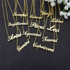 Collana di design Gioielli di lusso 12 Lettere dello zodiaco Costellazioni Pendenti per donne Uomini Vergine Bilancia Scorpione Sagittario Capricorno Acquario B