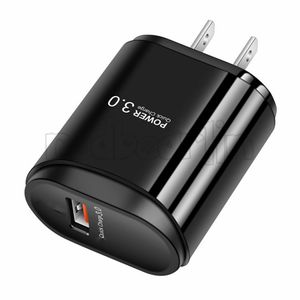 Carregadores rápidos QC3.0 EUA UE Fast Plug AC Home Travel 18W Carregador de parede para iPhone 15 12 11 13 14 Samsung S10 S11 Nota 10 HTC S1