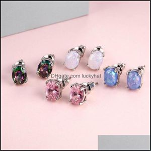 Jewelryoval Diamond Opal Engagement Wedding Stud Women Earrings Fashion Jewelry Will and Sandy Gift Drop Delivery 2021 Qargm