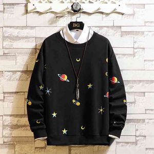 Jesień Wiosna Kapturem Bluza Męskie Czarny Biały Hip Hop Pulk Sweter Streetwear Casual Moda Ubrania Plus Oversize 5XL 210728