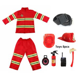 Boys Firefighter Cosplay Carnival Party Halloween School Performance Uniform Costume Jobs Role-play Fireman Fancy Toys Sam Set Y0913