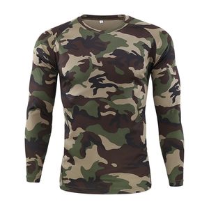 Taktisk militär kamouflage T Shirt Män Andas Snabbtork US Army Combat Full Sleeve Fitness Streetwear Multicam T-shirts 210707