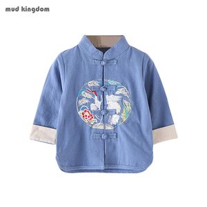 Mudkingdom Baby Boys Girls T-shirt stile cinese manica lunga cotone moda ricamo bambini top abbigliamento casual per bambini 210615