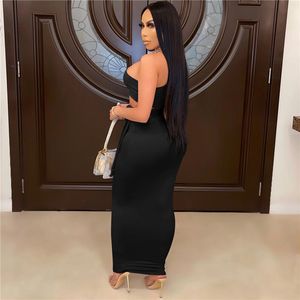 New Plus size S-Women one-piece Dress Sleeveless bandaged SKirts Skinny maxi dresses Beautiful Summer Clothing black blue solid color skirt casual long skirtss 4639