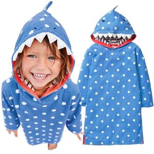 Baby Girl Dress Shark Costumes Children One-Piece Dresses Hooded Girls Blouse Clothing White Dot Hoodies Kids Outfit 2 4 6 8 10Y 210413