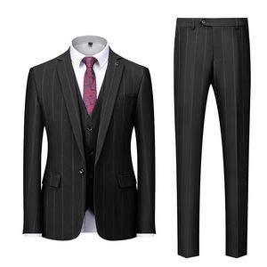 Suit Män Slim Fit Mens Striped Red Gray Blue Black Men s Passits Formal Luxury Piece Wedding Dress S XL Blazers
