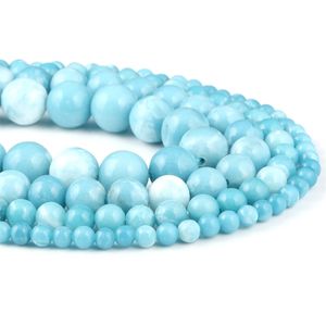 Whole Designer Jewelry Beads4/ 6/8/10/12mm Round Ball DIY Beading Findings Natural Larimar Stone Beads