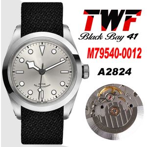 TWF Fifty Eight 41mm 79540 A2824 Orologio da uomo automatico Lunetta in acciaio lucido Quadrante argentato Cinturino in tessuto nero 9 Stili Super Edition 2022 Nuovi orologi Puretime h8