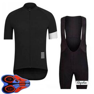 Mens Rapha Team Cykling Jersey Bib Shorts Set Racing Cykel Kläder Maillot Ciclismo Sommar Snabb Torr MTB Bike Kläder Sportkläder Y21041031