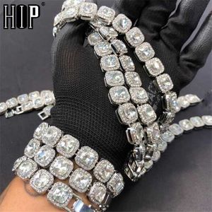 Hip Hop 12mm Pradze Micro Pave Cubic Cyrkon Stopu Tenis Łańcuch Bransoletka Naszyjnik Bling Dla Mężczyzn Kobiety Biżuteria 211124