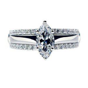 1ct Set S Marquise Cut Diamond Solid Platinum 950 Ring White Gold Engagement Jewelry