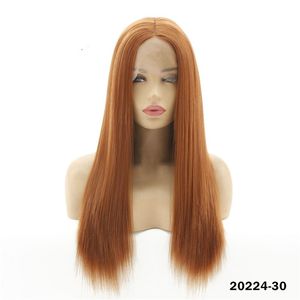 Färg 30 # Syntetisk lacefrontal peruk simulering Mänsklig hår spets fram peruker 12 ~ 26 inches lång silkeslen raka perreques 20224-30