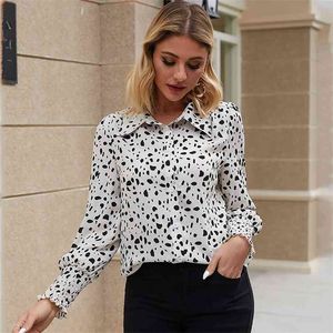 Foridol casual leopard print blouse tops women autumn winter office ladies blouse shirts long sleeve white tops 210415
